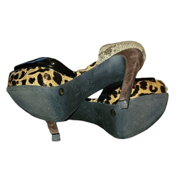Jessica Simpson Bede2 Snake Leopard Black Colorblock Platform Heels 8 - Picture 11 of 11